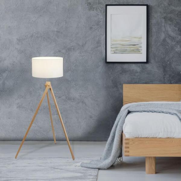 Stehlampe Holz Dreibein weiß Nordic-Design