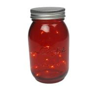 LED-Lichterkette im roten Einmachglas